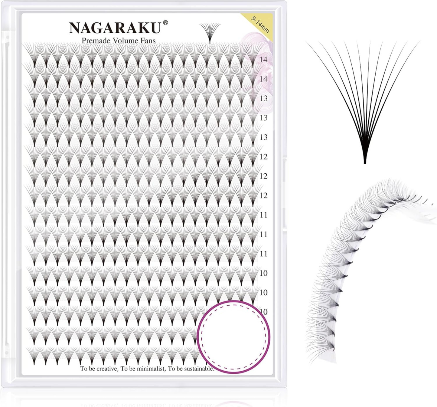 Pestañas Nagaraku Volumen Pre Armado XL (10 Piezas)