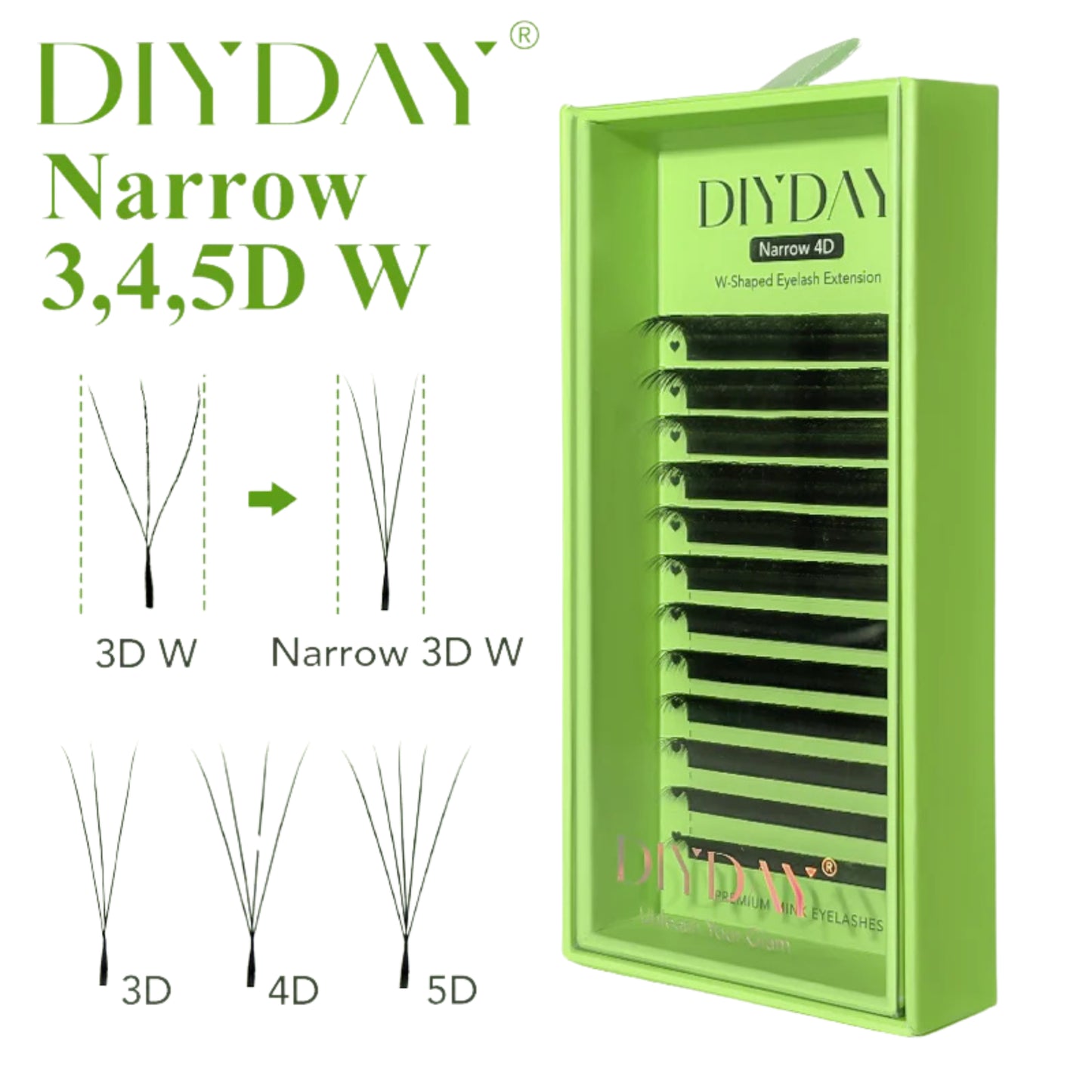 Pestañas DIYDAY Narrow W (3D a 5D)