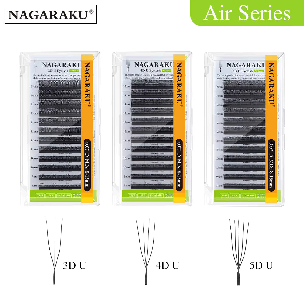 Pestañas Nagaraku en forma de U (3D a 5D)