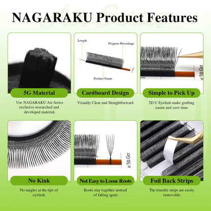 Pestañas Nagaraku en forma de U (3D a 5D)