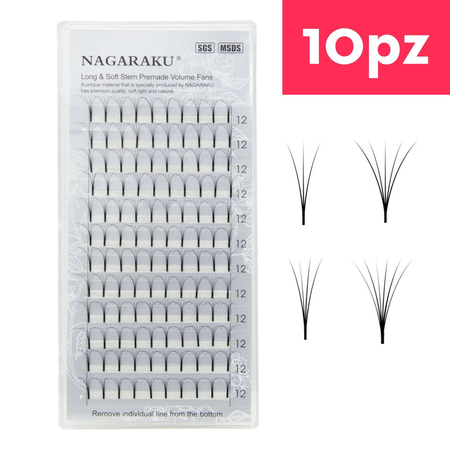 Pestañas Nagaraku Volumen Largo (10 Piezas)