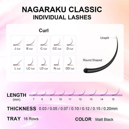 Pestañas Nagaraku Clasicas MIX (10 Piezas)