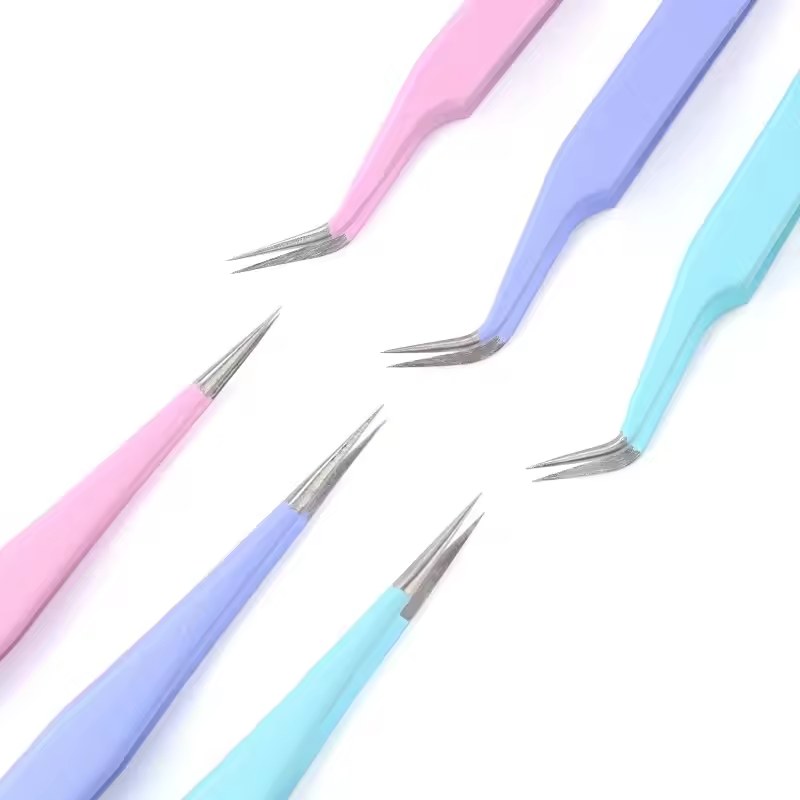 Pinzas para Pestañas de Colores (Curva/ Recta)