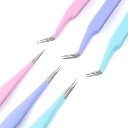 Pinzas para Pestañas de Colores (Curva/ Recta)