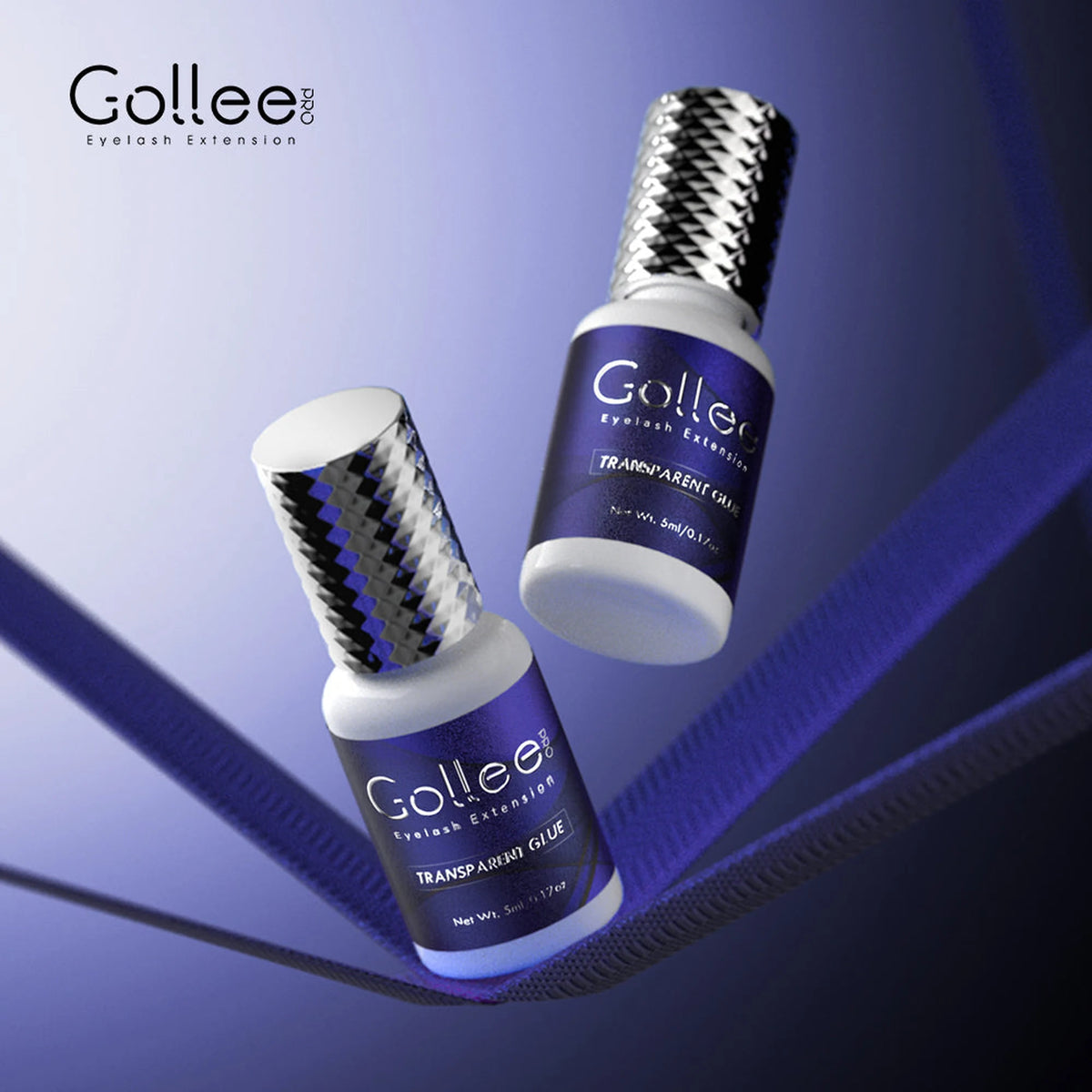 Adhesivo Gollee Transparente en fondo morado