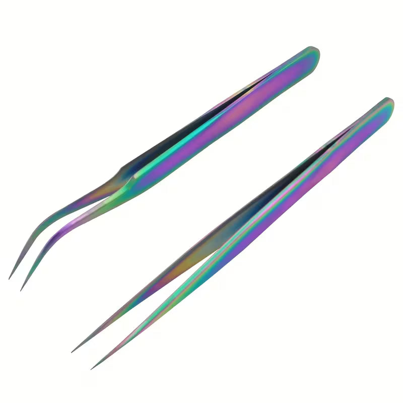 Pinzas para Pestañas de Colores (Curva/ Recta)